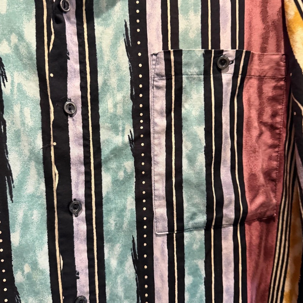 Vtg Expressions World Wide abstract stripe button‎ shirt men's 3XL Big & Tall